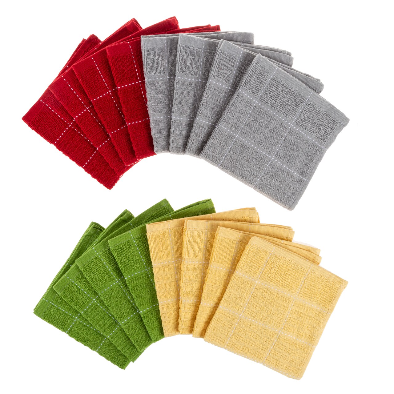 Lavish Home 100% Cotton Dish Cloth Wash Cloth Hand Towel Set of 8 or 16 Kitchen Bathroom Linens Cleaning Bathing